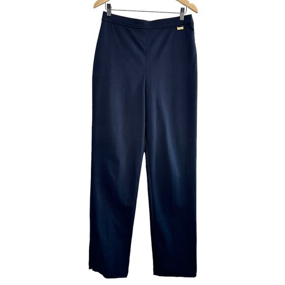 St John Sport High Rise Ankle Zip Pant Women 8 Navy Blue Stretch Cotton Trouser - Picture 1 of 9